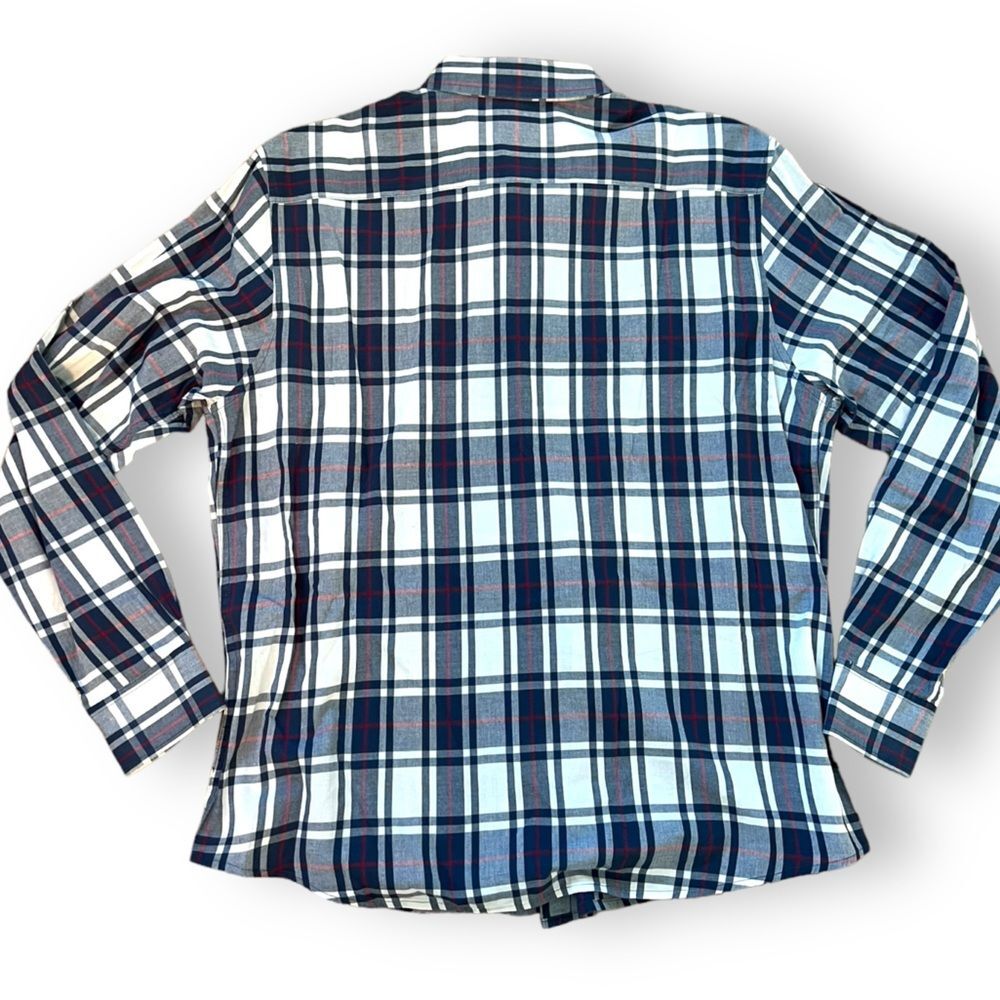 UNTUCKit Mens Shirt Long Sleeves Button Up Cotton Plaid Navy White Size XL - Picture 2 of 8